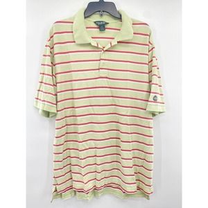 Brooks Brothers Green Pink White Striped Polo Country Club Cotton XL Men's